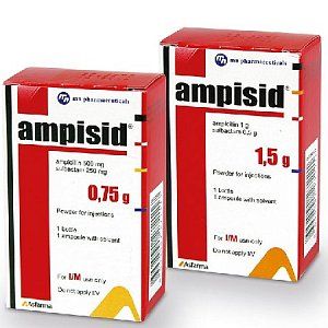 Амписид порошок для приготовления раствора для внутривенного и внутримышечного введения 1000 мг+500 мг флакон 1 шт. + растворитель лидокаин