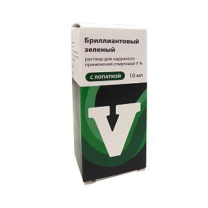 Бриллиантовый зеленый раствор для наружного применения спиртовой 1% флакон с лопаткой 10 мл Обновление Реневал