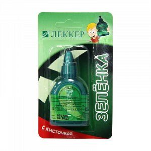 Бриллиантовый зеленый раствор для наружного рименения спиртовой 1% флакон 20 мл с кистью Леккер (зеленка)