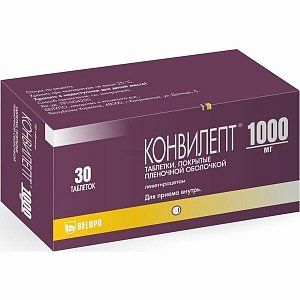 Конвилепт таблетки покрытые пленочной оболочкой 1000 мг 30 шт.